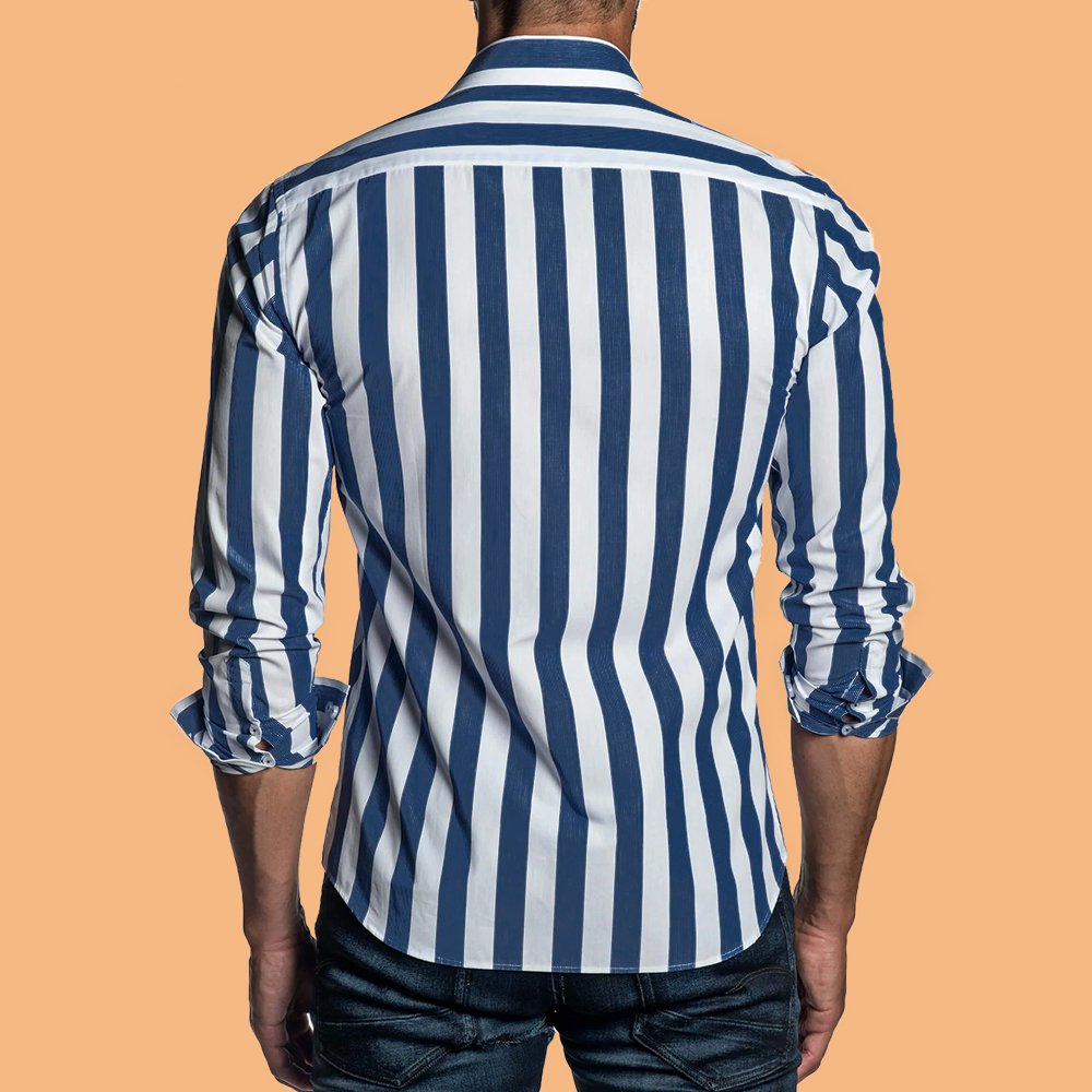 شيميز رجالي خط عريض ابيض كم