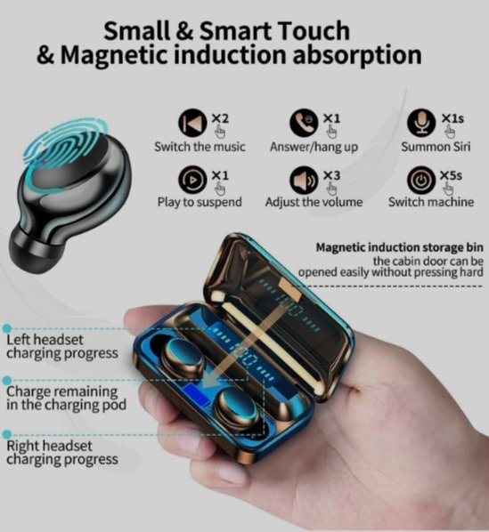 نوع سماعة الرأس ايربودز F9 Tws Stereo 3*1